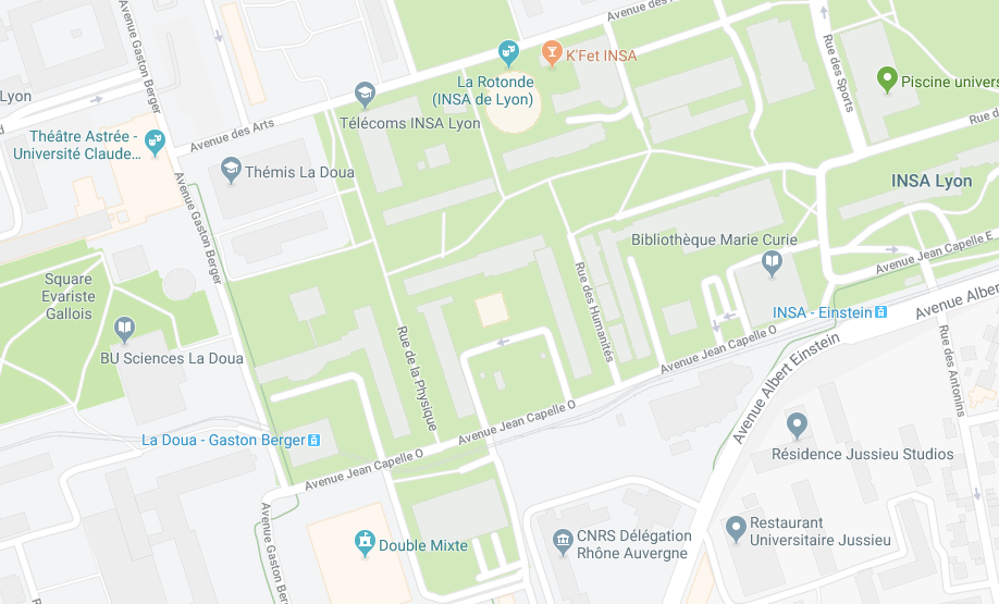 Plan du Campus: Arrêts de Tramway et Bâtiments